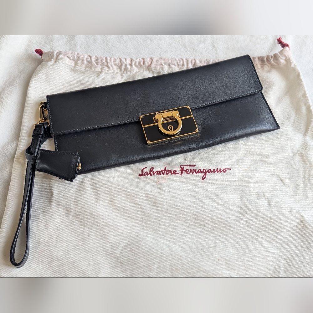 Salvatore Ferragamo Nappa Leather Clutch Bag